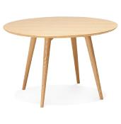 Table de salle à manger scandinave ronde 'Üméa' plateau et 4 pieds bois naturel – Ø 120 cm