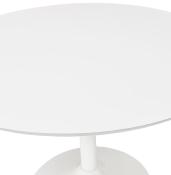 Petite table / table de réunion design 'Kontur White' blanche pied central métal blanc - Ø 90 cm