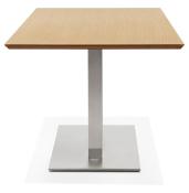 Table de salle à manger 'Tvillin' plateau bois pied central en acier brossé - 180 x 90 cm