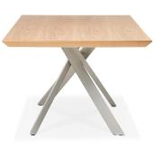 Table de salle à manger design 'Tepee Wood' plateau bois naturel pieds acier brossé - 200 x 100 cm