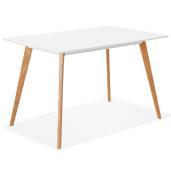 Table / bureau droit scandinave 'Bolnäss Small' plateau en bois blanc 4 pieds en bois naturel – 120 x 80 cm