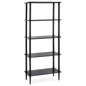Etagère bibliothèque scandinave 'TOWER' tablettes en bois noir et structure et pieds en bois noir