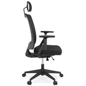Fauteuil de bureau design à roulettes dossier haut 'FOLLOW' tissu noir et maillé pieds métal noir