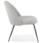 Fauteuil design 'ART' en tissu gris clair avec 4 pieds en métal noir