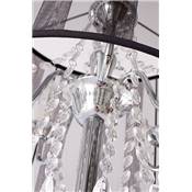 Lampadaire baroque 'Cosy' abat-jour chandelier 5 branches à pampilles tissu noir structure chromé