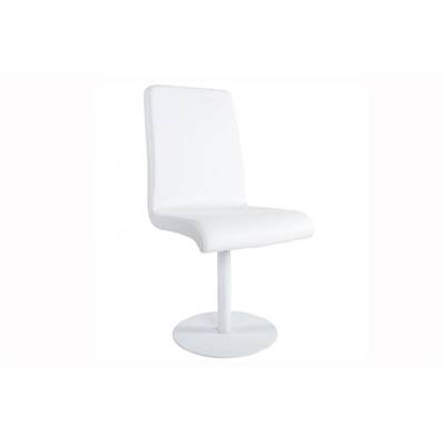 Chaise design pivotante 'Soho' blanche pied central en métal blanc