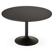 Table à diner / salle de réunion ronde 'Kaza' plateau bois noir pied central métal noir – Ø 120 cm