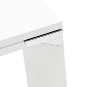 Bureau de direction droit 'Business' en bois blanc pieds métal blanc et métal chromé – 160 x 80 cm