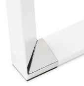 Bureau de direction droit design 'Business' plateau noyer pieds métal blanc et chromé – 160 x 80 cm