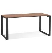 Bureau droit design 'MEET SMALL' plateau bois finition noyer pieds en métal noir - 160 x 80 cm