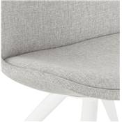 Petite chaise de bureau design à roulettes dossier bas 'SIMPLE' en tissu gris pieds en métal blanc