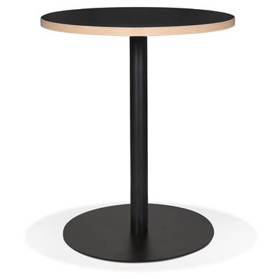 Petite table à manger ronde industriel 'SMALL GASTE' noire bois pied central métal noir - Ø 60 cm
