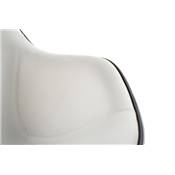Fauteuil design lounge rond à accoudoirs 'Space' pivotant blanc pied central en métal chromé