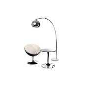 Table basse design ronde 'Pop' noire pied central en métal chromé – Ø 60 cm