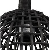Suspension design ronde 'TUBA' abat jour en rotin noir structure en métal noir réglable en hauteur