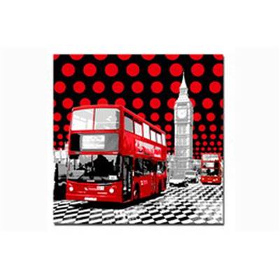 Tableau pop art Londres Big Ben et bus - 50 x 50 cm