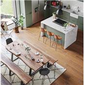 Petite table à diner / bureau rectangulaire de style industriel 'SMALL BARNE' en bois massif pieds en métal noir - 160 x 90 cm