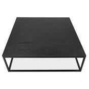 Grande table basse style industriel carrée 'FYRKANT' bois noir pieds métal noir - 110 x 110 cm