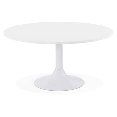 Table basse ronde lounge 'MONA MINI' blanche et pied tulipe central en métal blanc - Ø 90 cm