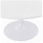 Table basse ronde lounge 'MONA MINI' blanche et pied tulipe central en métal blanc - Ø 90 cm