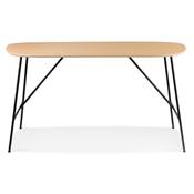 Petite table / bureau droit industriel 'SPLEEN' plateau en bois 4 pieds en métal noir – 142 x 74 cm