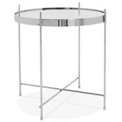 Table d'appoint guéridon pliable 'SMALL ELEMENTO' plateau miroir 4 pieds en métal chromé - Ø 40 cm