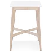 Table haute design carré 'RUSTIK' en bois blanc avec 4 pieds en bois naturel
