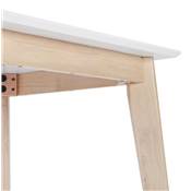 Table haute design carré 'RUSTIK' en bois blanc avec 4 pieds en bois naturel