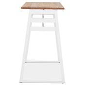 Table de bar Mange-debout design 'BARAS' en bois massif non traité pied en métal blanc - 150 x 60 cm
