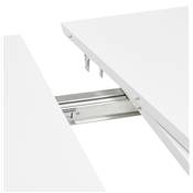 Grande table à diner / réunion ronde extensible 'STORS' plateau bois blanc mat 4 pieds métal blanc
