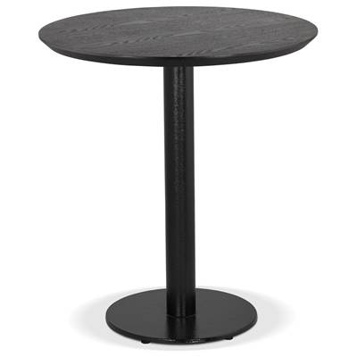 Petite table industriel ronde 'SMALL FERRO' en bois noir pied central métal noir – Ø 60 cm