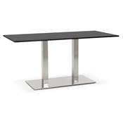 Table / bureau design 'TVILLIN MEDIUM' noire en bois pied en central acier brossé - 160 x 80 cm