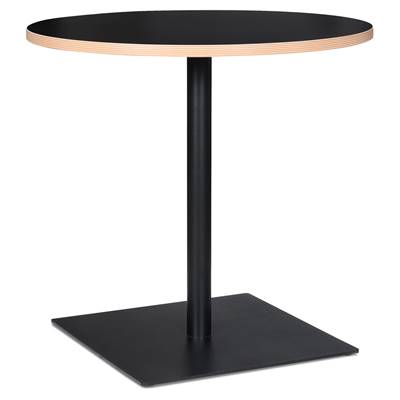 Table ronde 'KRUBBA' en bois noir et pied central en métal noir à base carrée - Ø 80 cm