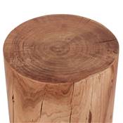 Tabouret bas en tronc d'arbre en bois massif d'Acacia