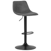 Tabouret snack réglable 'BONG' pivotant microfibre grise pied métal noir repose pieds dossier haut
