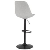 Tabouret de bar réglable 'BAROK' pivotant tissu gris clair pied repose pieds métal noir dossier haut