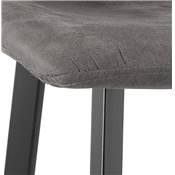 Tabouret de snack mi-hauteur 'KAFTY MINI' en microfibre grise 4 pieds en métal noir dossier haut