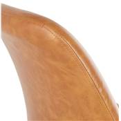 Tabouret de snack mi-hauteur 'KESKI MINI' marron 4 pieds et repose pieds en métal noir dossier haut