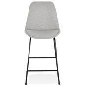 Tabouret de snack mi-hauteur 'GUSTO MINI' tissu gris clair pieds tréteaux métal noir dossier haut