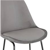 Tabouret de snack mi-hauteur 'GUSTO MINI' velours gris pieds tréteaux en métal noir dossier haut