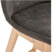 Tabouret de snack mi-hauteur scandinave 'CHAIRMAN MINI' microfibre grise 4 pieds bois dossier haut