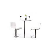 Table de bar haute design ronde ‘Bistro’ blanche avec pied central en métal chromé