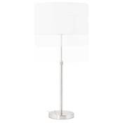 Lampe à poser design 'Okno' abat-jour cylindrique blanc socle en métal brossé réglable