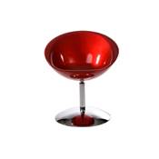 Fauteuil design boule 'Rondo' pivotant rouge pied central en métal chromé
