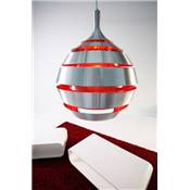 Suspension design 'Space Sphère' en aluminium brossé et rouge réglable en hauteur