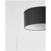 Lampadaire design 'Gooseneck' abat-jour rond en tissu noir structure et socle en métal chromé