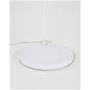 Lampadaire design 'Gooseneck' abat-jour rond en tissu blanc structure et socle en métal blanc