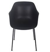 Chaise design à accoudoirs 'CONCEPT' noire àvec 4 pieds en métàl noir