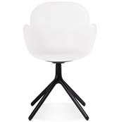 Chaise design à accoudoirs 'TUNED' blanche avec 4 pieds en métal noir