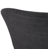 Chaise design à accoudoirs rembourée 'TUNED' en tissu foncé avec 4 pieds en métal noir